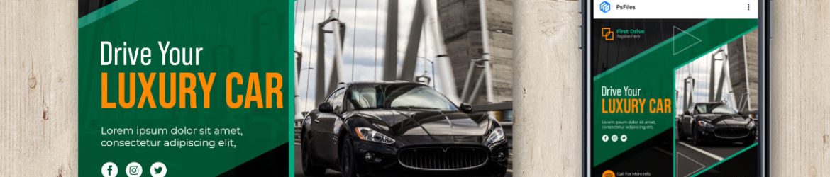 Free Instagram Post Design PSD Template for Luxury Car Renting