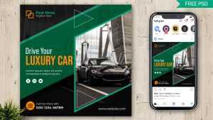 Free Instagram Post Design PSD Template for Luxury Car Renting