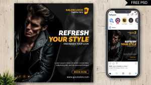 Free Instagram Post Design PSD Template for Men Beauty Salon