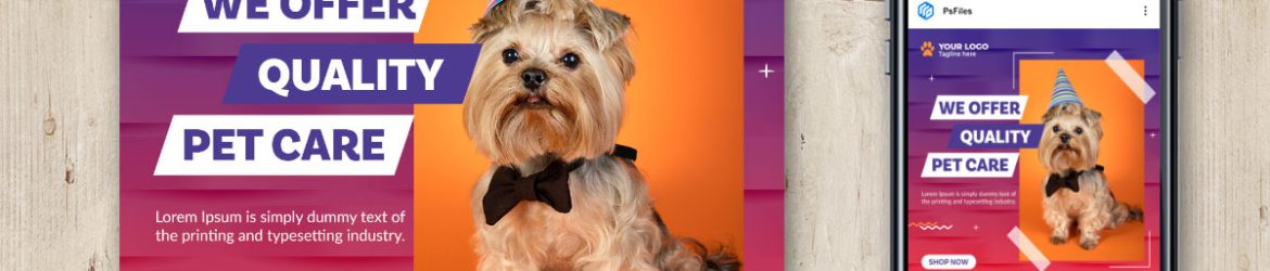 Free Instagram Post Design PSD Template for Pet Care
