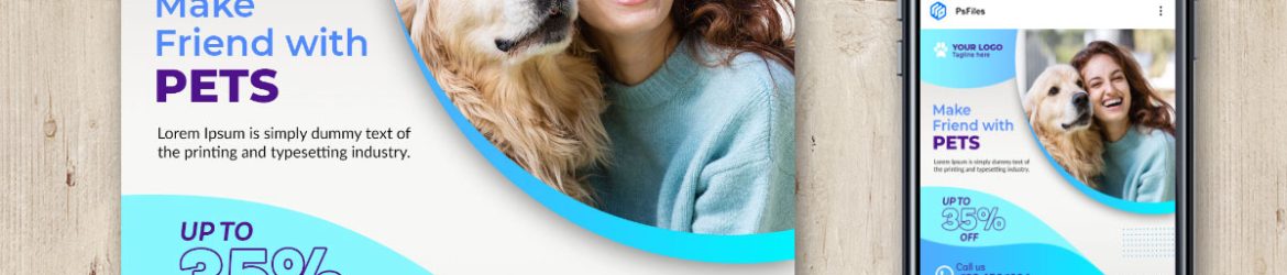 Free Instagram Post Design Template PSD for Pets Shop