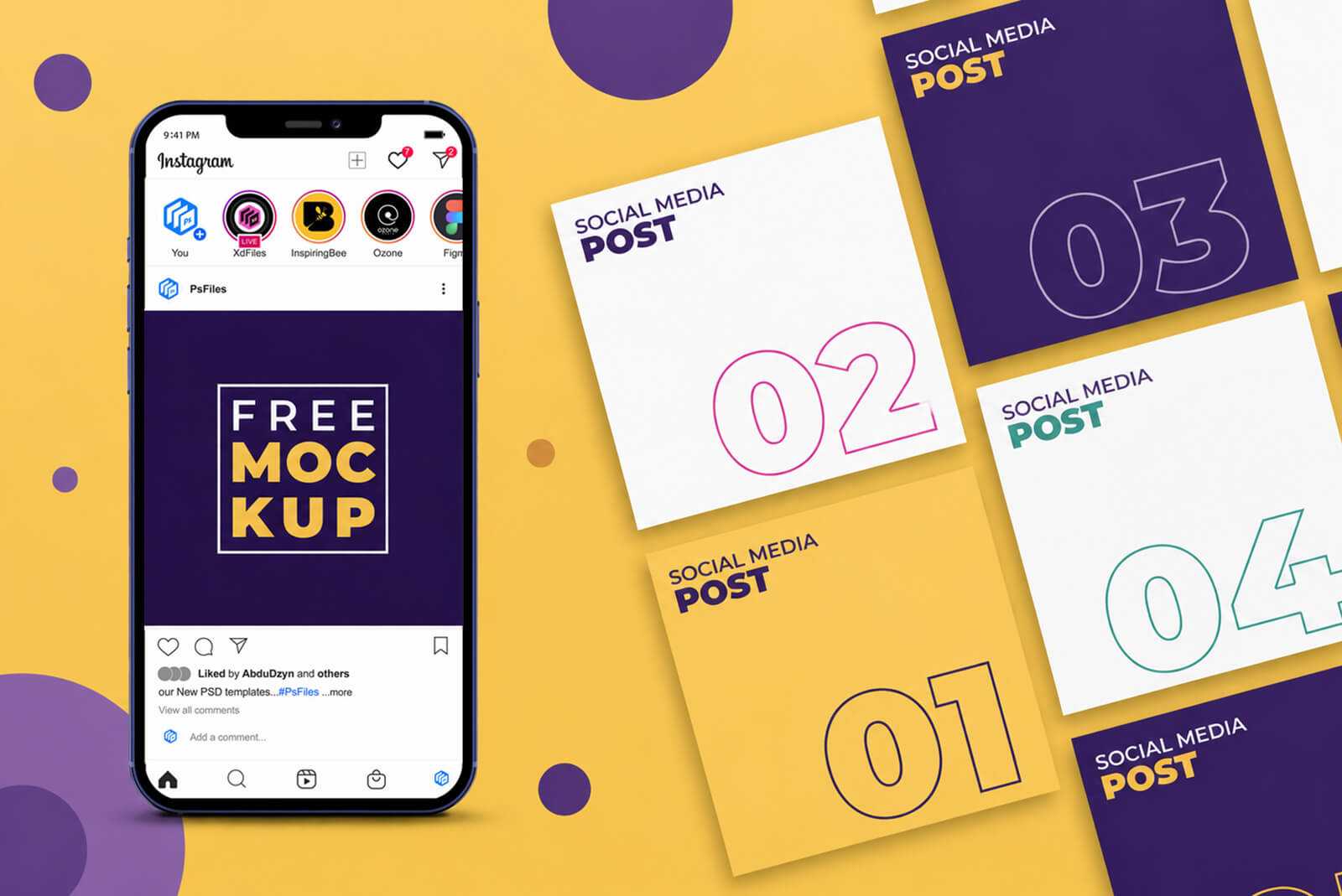 Free Instagram Post Mockup PSD – Social Media Banner Feed Preview Template