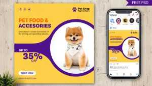 Free Instagram Post PSD Design Template for Pet Shop