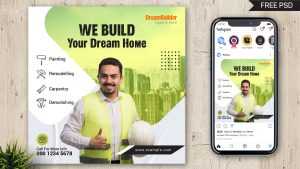 Free Instagram Post Template for Builders and Construction Company -
