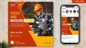 Free Instagram Post Template for Modern House Builders Company -