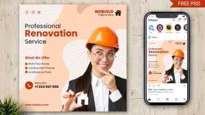Free Instagram Post Template for Professional Renovation Service -