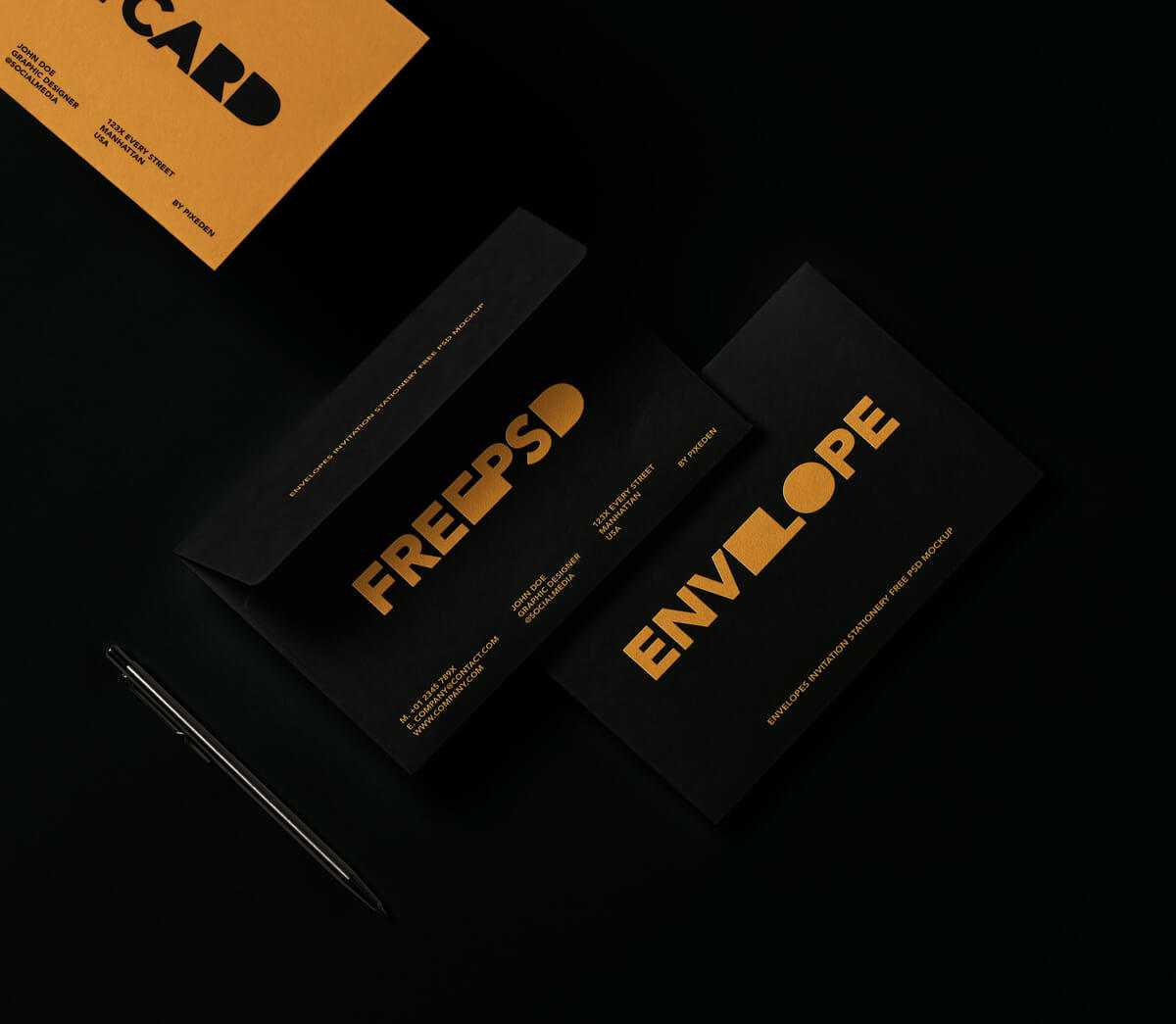 Free Invitation Card and Envelope Mockup PSD