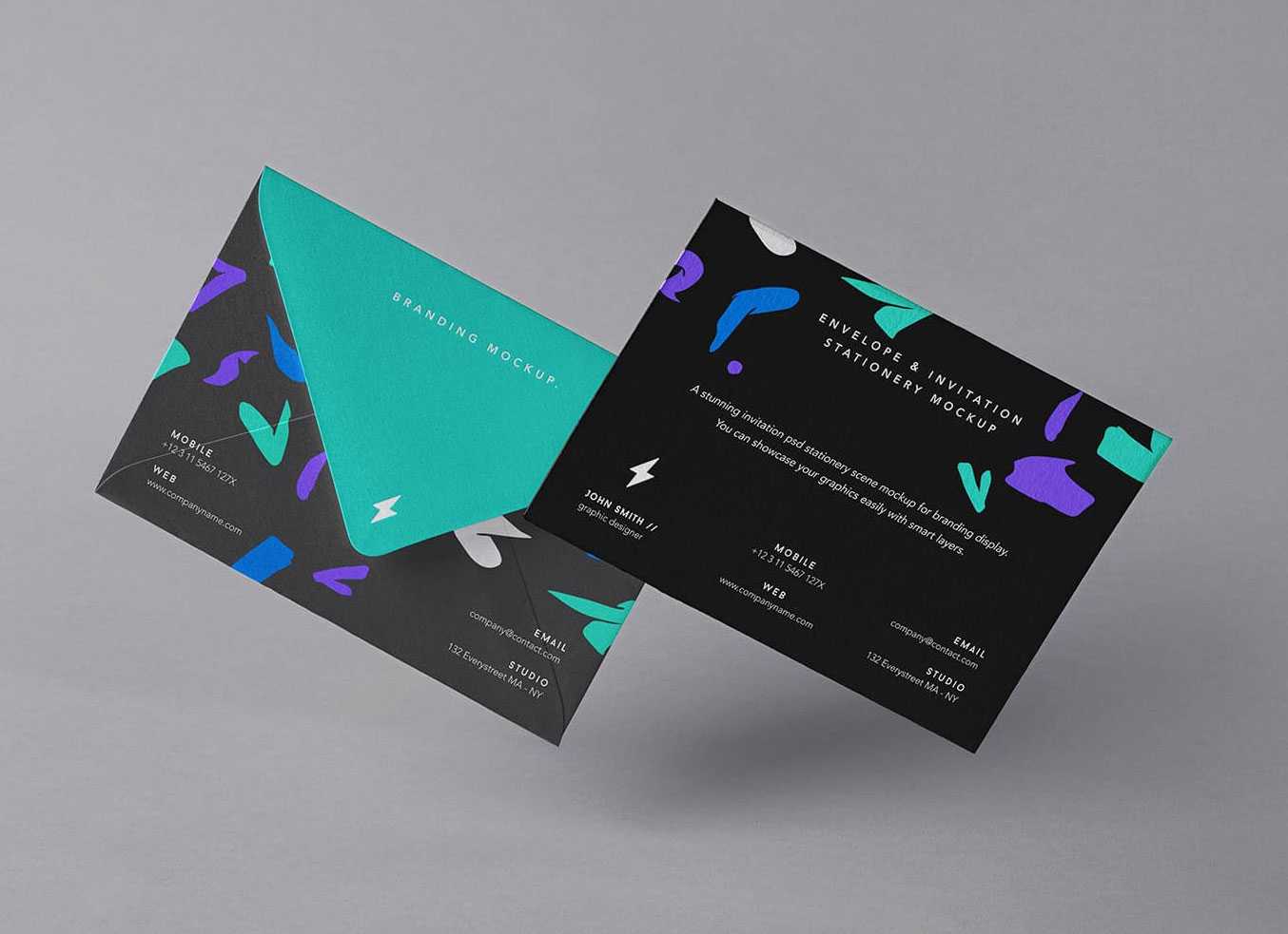 Free Invitation Card & Envelope Mockup PSD