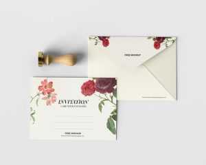 Free Invitation Card Mockup with Stamp