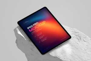 Free iPad Pro Mockup On Rock