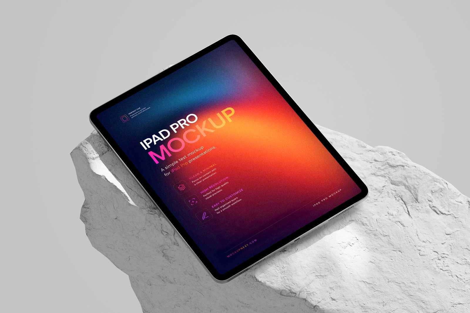 Free iPad Pro Mockup On Rock