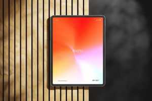 Free iPad Pro Mockup On Wood