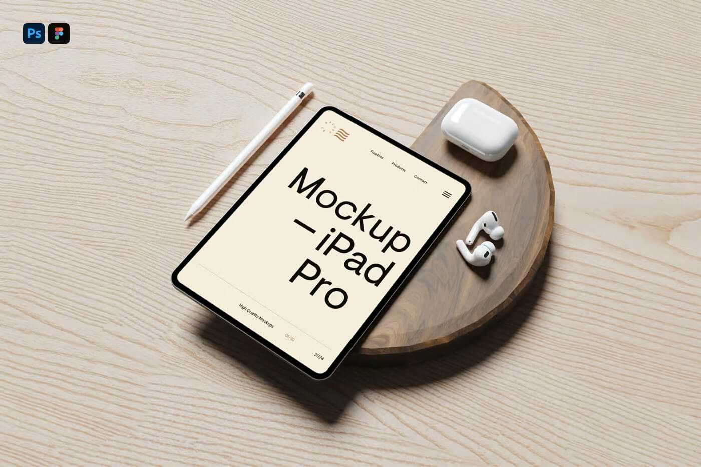 Free iPad Pro Mockup with Accessories
