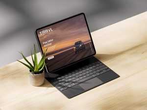 Free iPad Pro Mockups set with Keyboard Case PSD