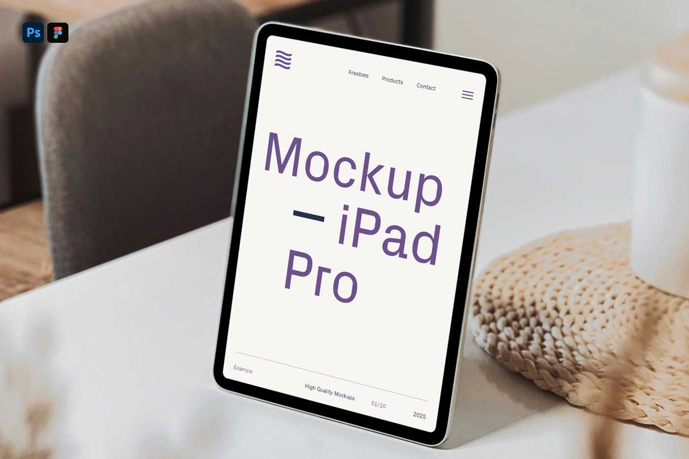 Free iPad Pro on Table Mockup