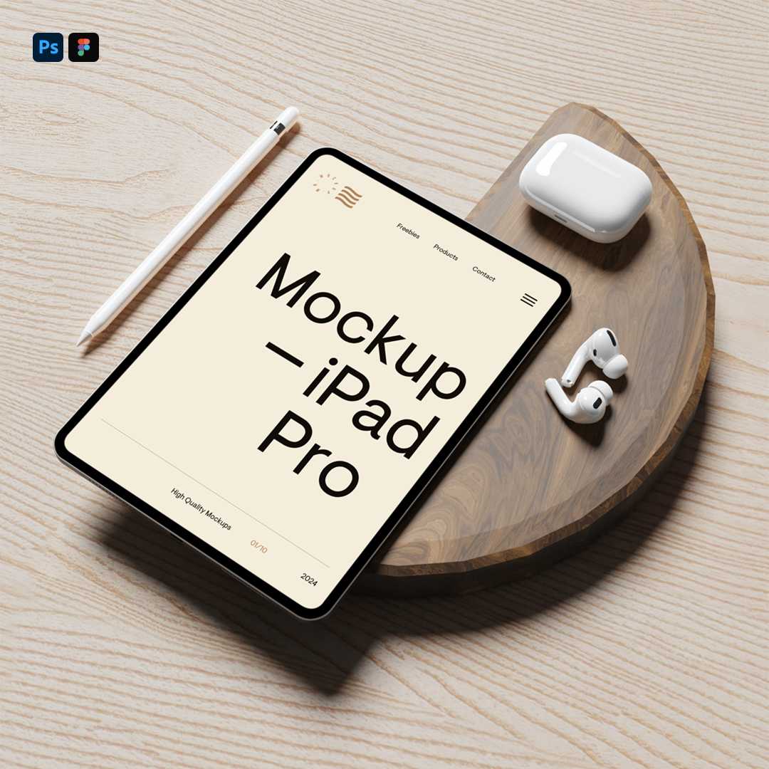 Free iPad Pro with Accesories Mockup