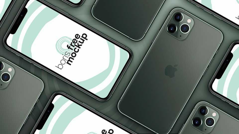 Free iPhone 11 Pro Flatlay Mockup PSD