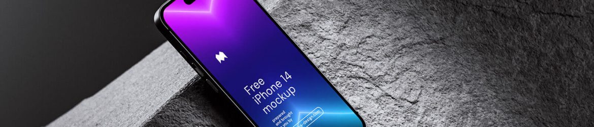 Free iPhone 14 Mockup on Rock PSD Set Free iPhone 14 Mockup on Rock PSD Set