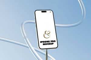 Free iPhone 14 Mockup on Tripod