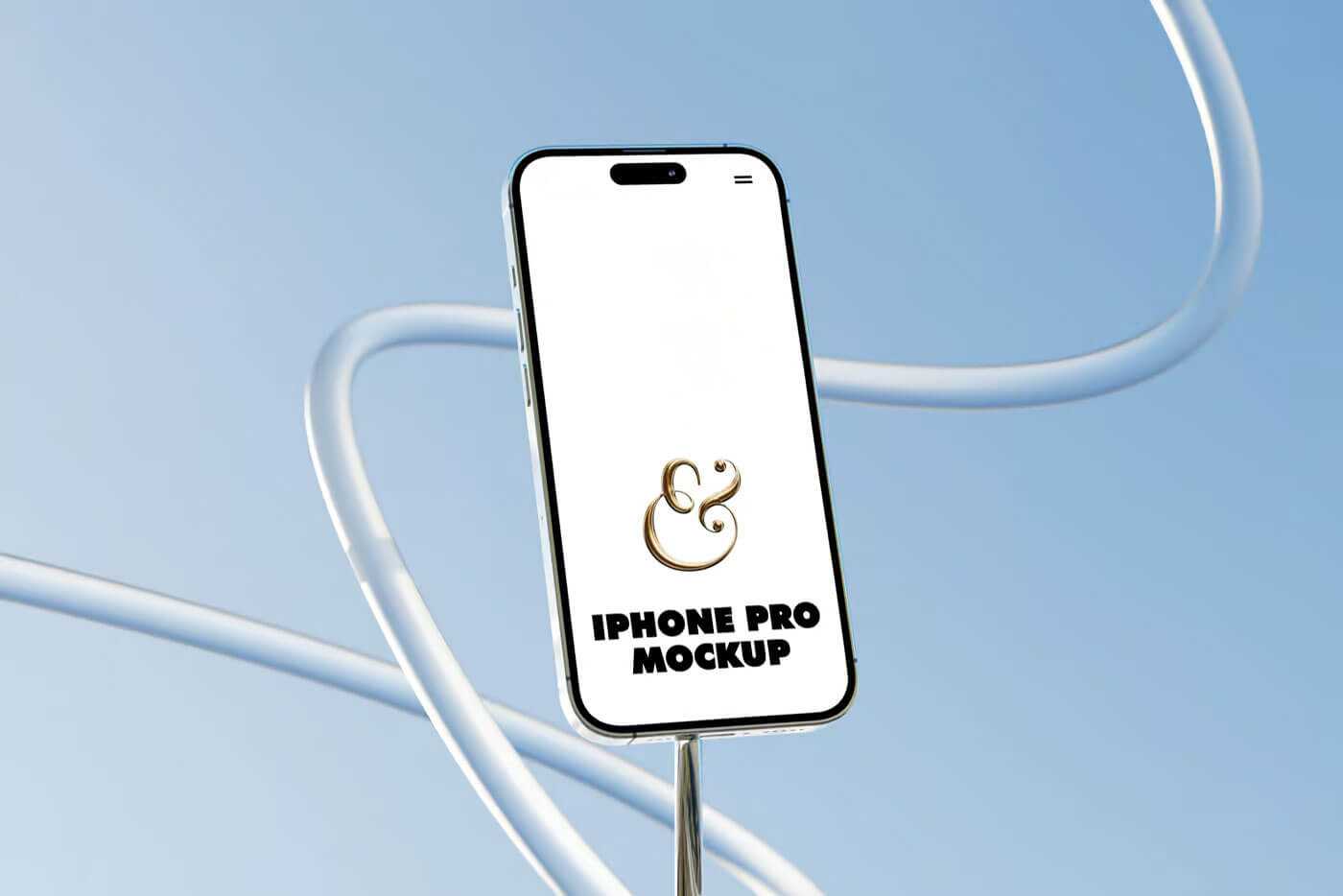 Free iPhone 14 Mockup on Tripod