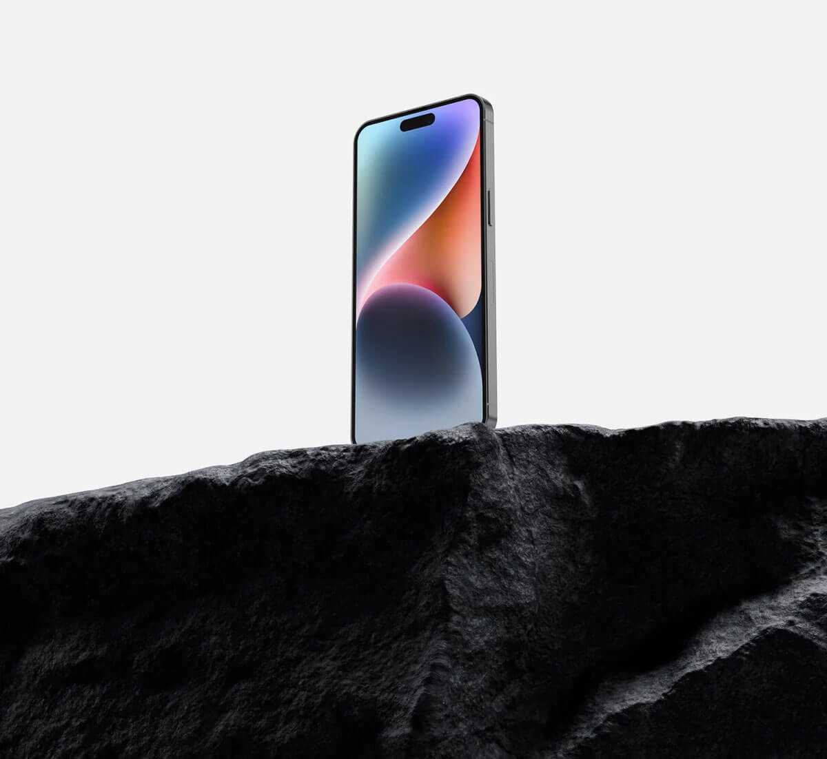 Free iPhone 14 Pro Max Mockup PSD On Rock