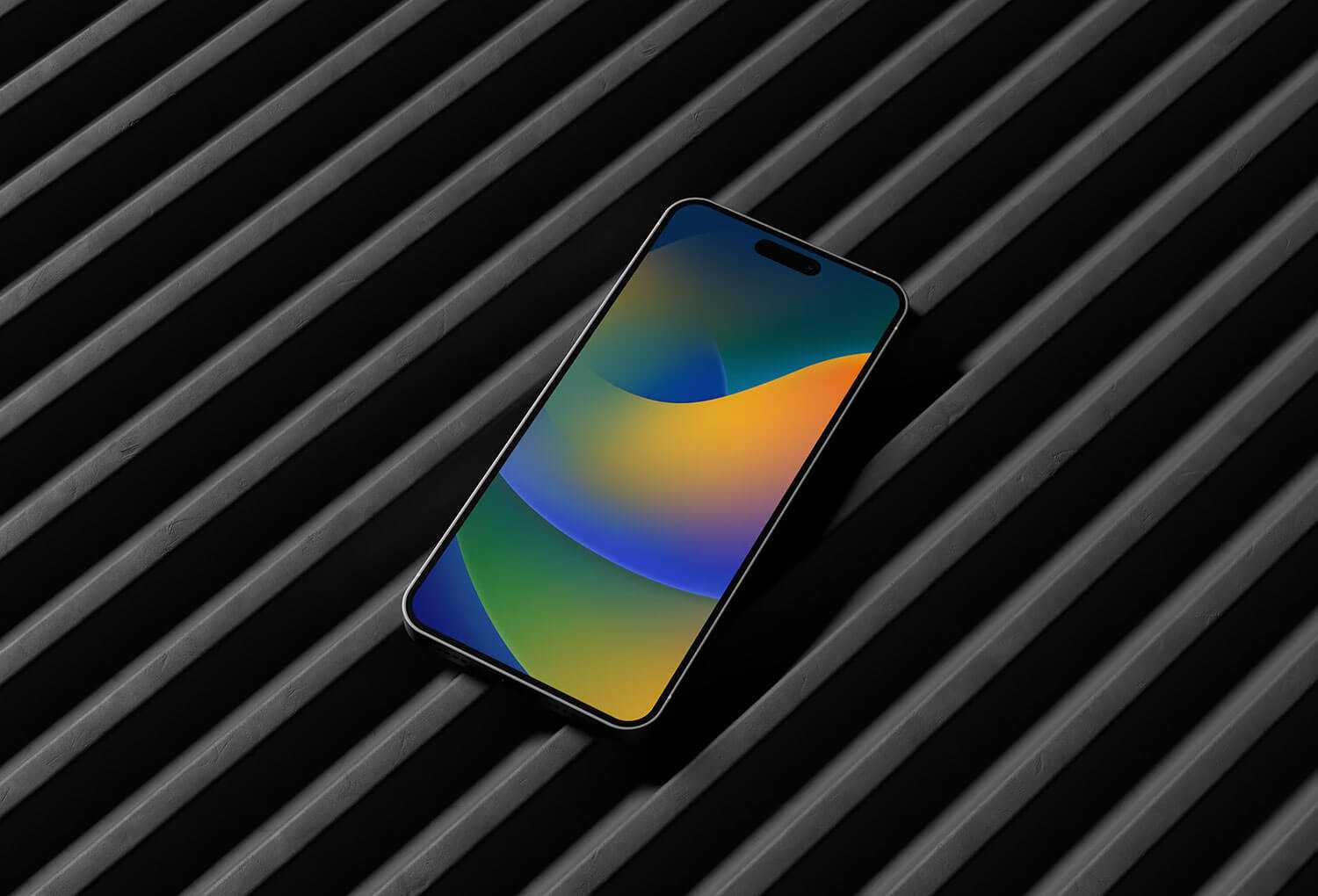 Free iPhone 14 Pro Max Mockup PSD Perspective View