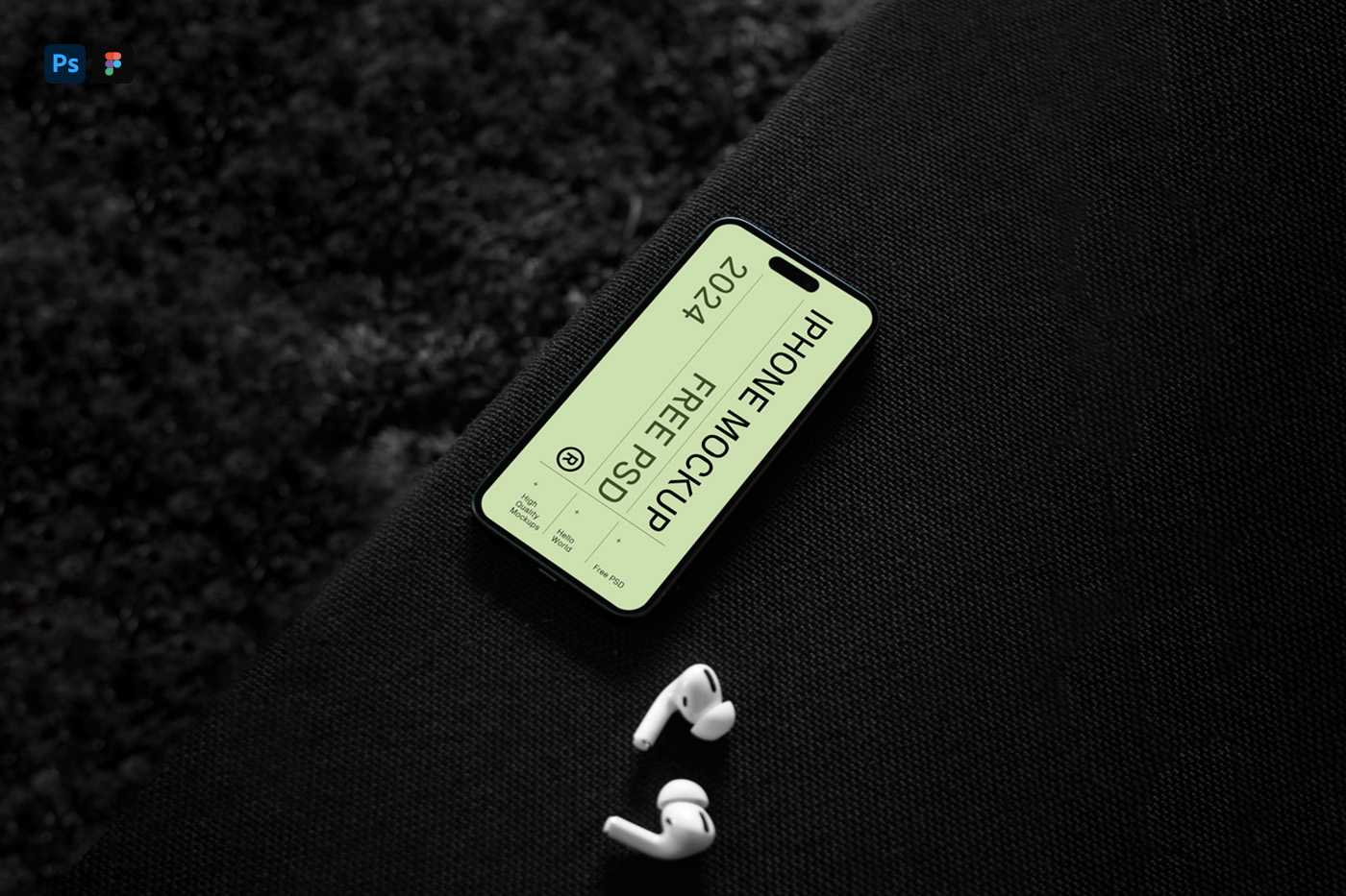 Free iPhone 14 Pro on Sofa Mockup