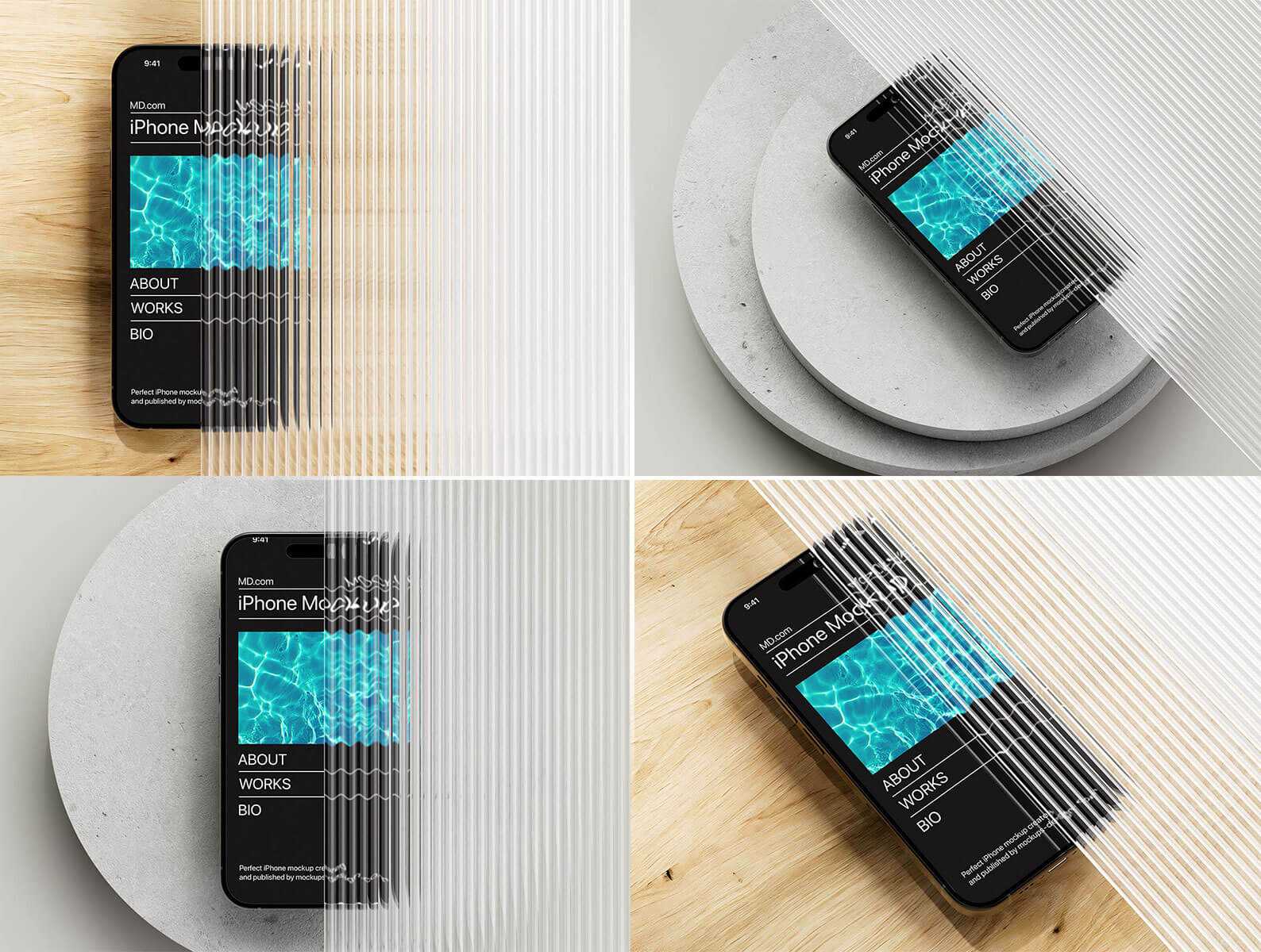 Free iPhone 15 Mockup Overlap with Glass