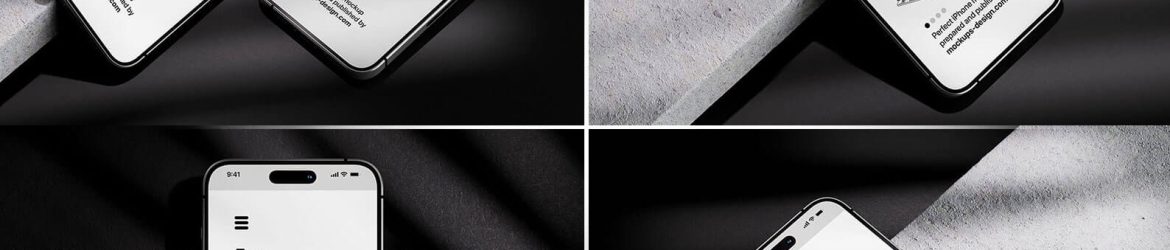 Free iPhone 15 Mockups On Dark Background