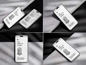 Free iPhone 15 Mockups On Dark Background