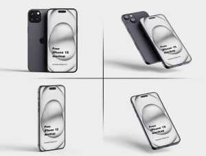 Free iPhone 15 Mockups PSD set
