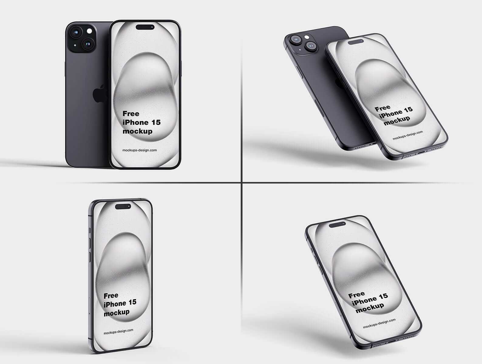 Free iPhone 15 Mockups PSD set