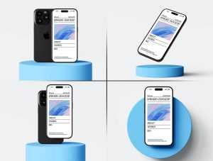 Free iPhone 15 On Podium Mockup PSD