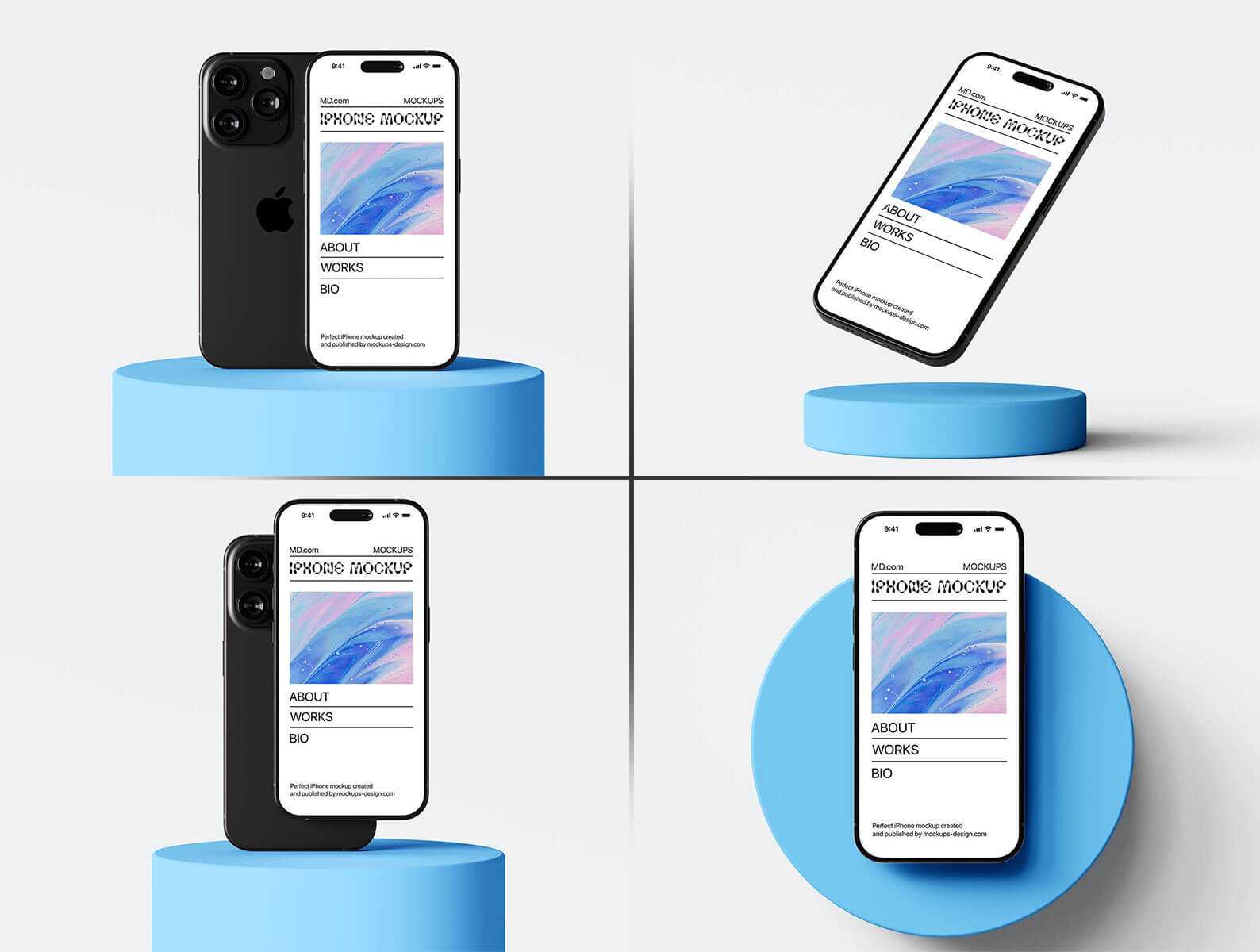 Free iPhone 15 On Podium Mockup PSD