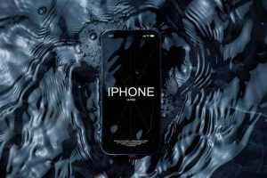 Free iPhone 15 Pro Mockup Surrendered in Water