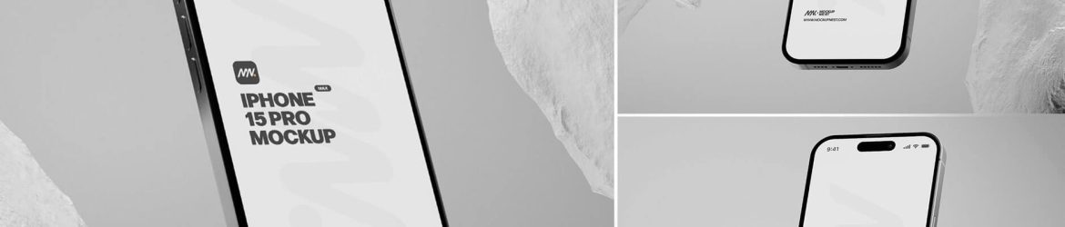 Free Iphone 15 Pro Mockups With White Rock