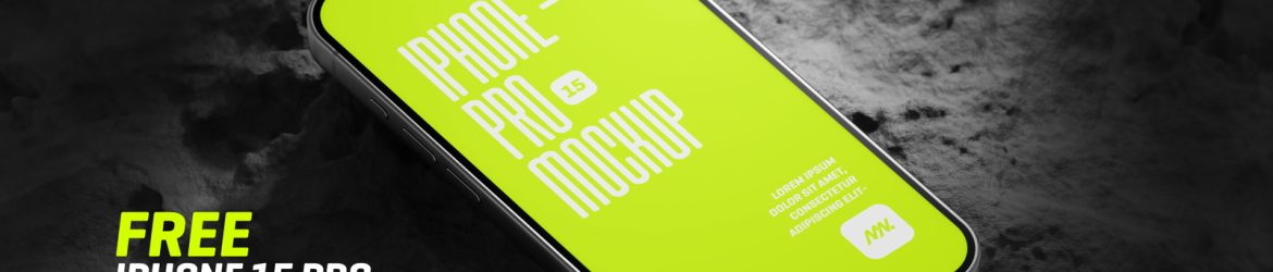 Free iPhone 15 Pro On Rock Mockup