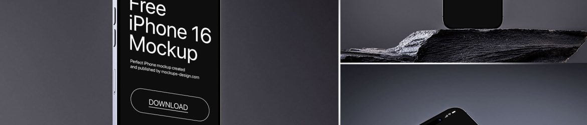 Free iPhone 16 On Rock Mockup PSD