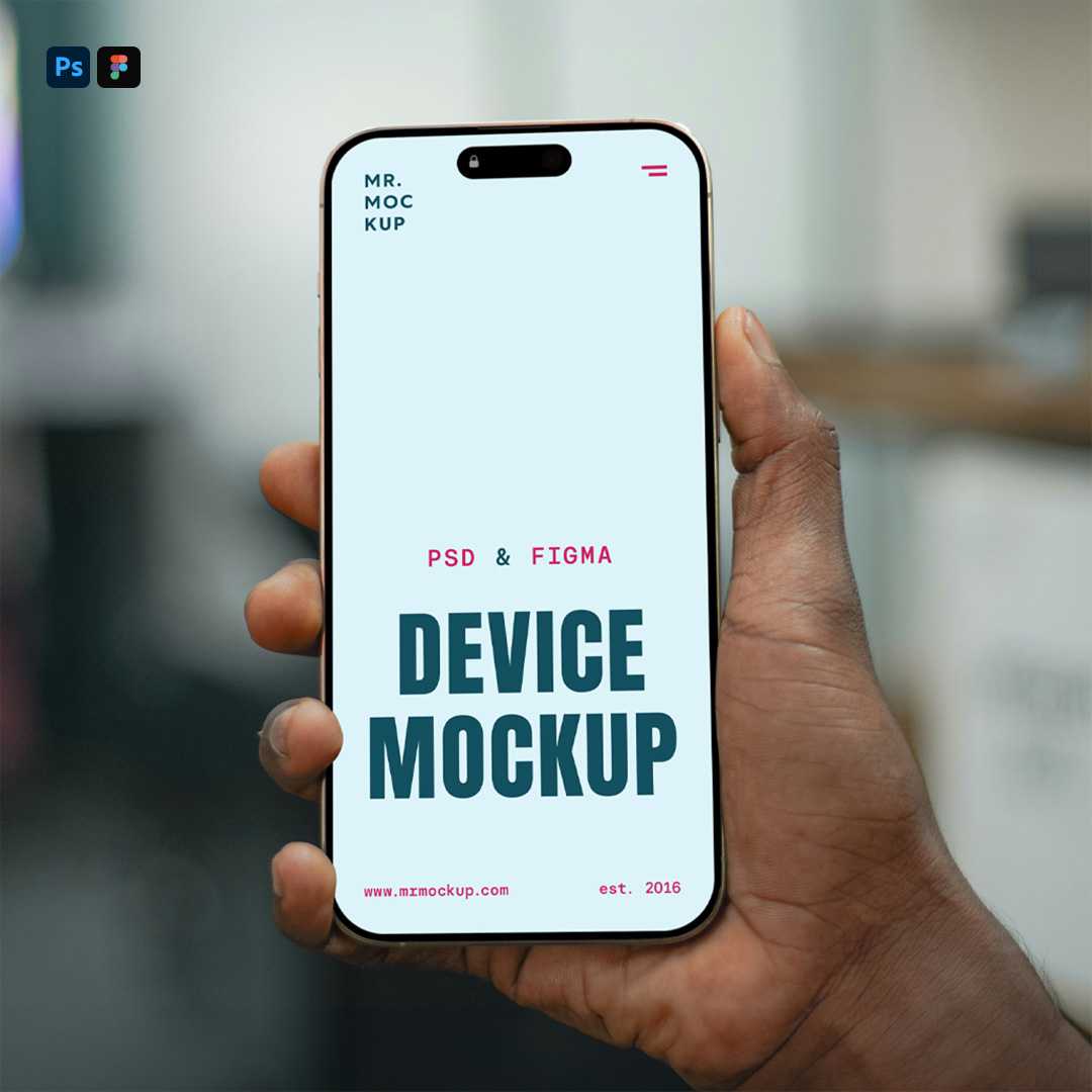 Free iPhone 16 Pro in Hand Mockup