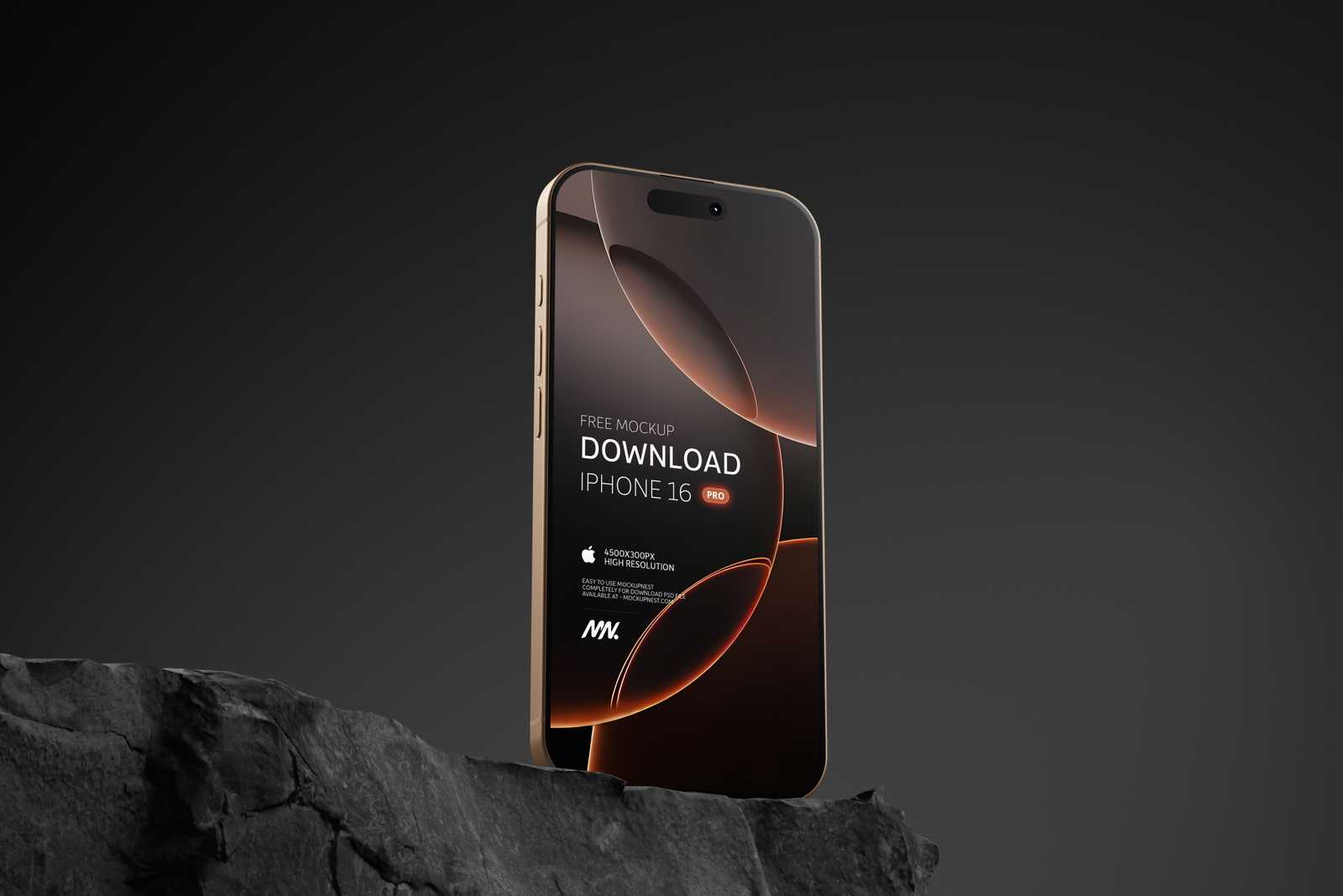 Free iPhone 16 Pro Mockup Desert Titanium Color