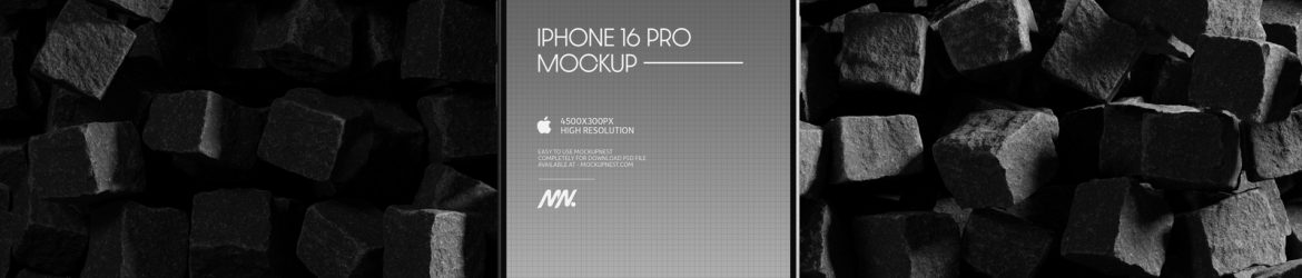 Free iPhone 16 Pro Mockup On Cube Stones