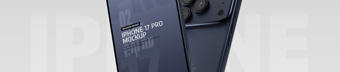 Free iPhone 17 Pro Mockup PSD Blue Color