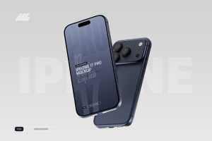 Free iPhone 17 Pro Mockup PSD Blue Color
