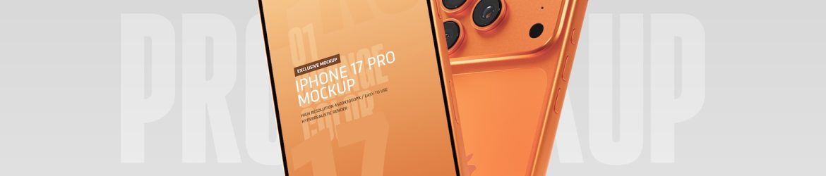 Free iPhone 17 Pro Mockup PSD Orange Color