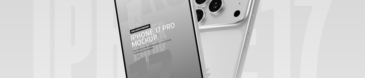 Free iPhone 17 Pro PSD Mockup Silver Color