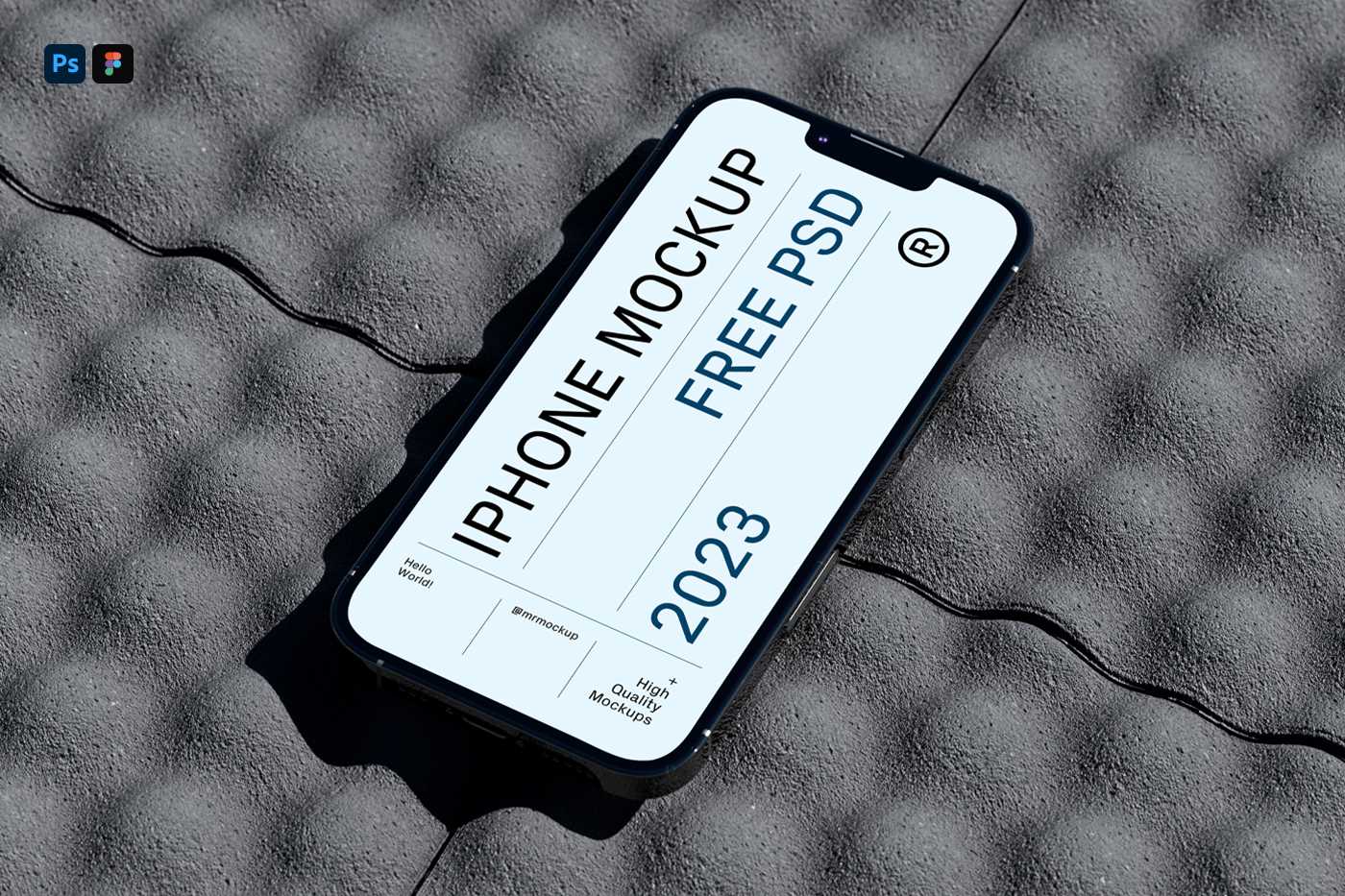 Free iPhone on Tile Mockup