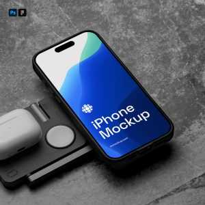 Free iPhone Pro Attached to Charger Mockup