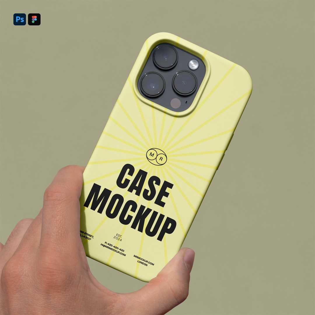 Free iPhone Pro Case in Hand Mockup