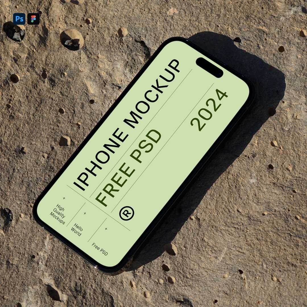 Free iPhone Pro on Rock Mockup
