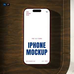 Free iPhone Pro on Wooden Mockup